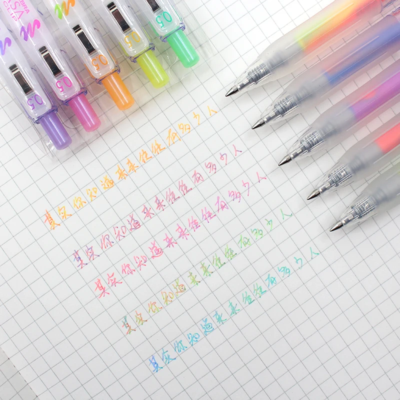 JIANWU 5pcs/set Japan Zebra three-color Rainbow gel pen JJ75 Color marker pen 0.5mm Bullet journal mixed color Student