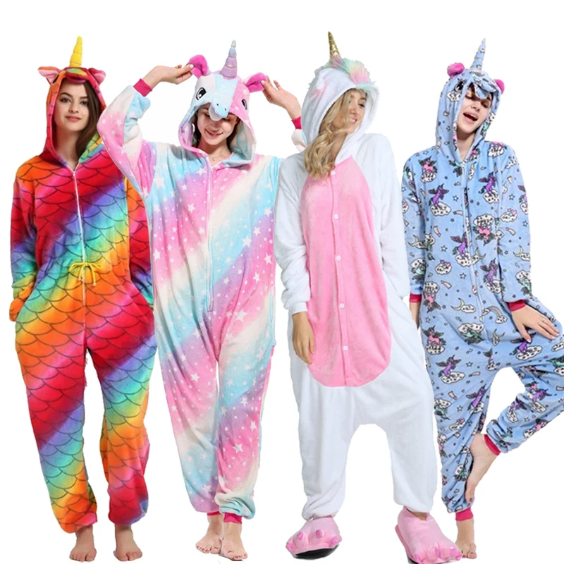 Пижама для взрослых; пижамы с единорогом; комплекты кигуруми с изображением панды из мультфильма; женская зимняя Фланелевая Пижама унисекс; пижамы с единорогом; одежда для сна