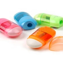 Творческий канцелярские милые красочные точилка для карандашей temperamattita оригинальность подвижного ножа Ручка ластик случайный цвет ASS019