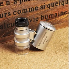 60X Мини карманное увеличительное лупа Lupa Ручной портативный ювелирный микроскоп Лупа очки светодиодный свет валюта УФ детектор Len