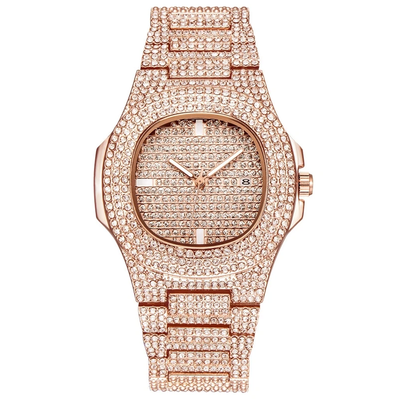 

Top Fashion Ladies Charm Crystal Bracelet Watch Many Diamond Calendar Quartz Clock Dress Luxury Women Watches Gift reloj mujer