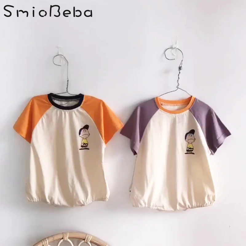 

Loose Newborn Boys Jumpsuit Kid Baby Unisex Cartoon Girls Short Sleeve Korean Japan Triangle Climbing Clothes Kazakhstan Romper