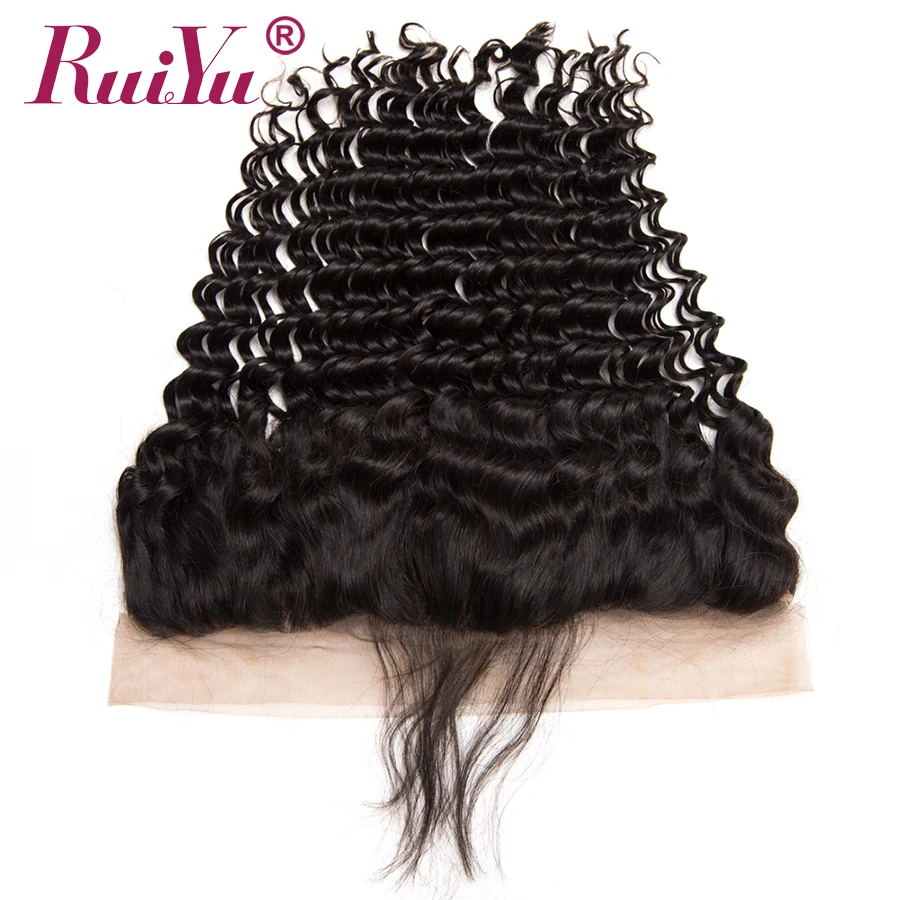 RUIYU Hair Brazilian Deep Weave Closure 13x4 Ear To Ear Lace Frontal Closure With Baby Hair Non-remy Human Hair 130% Density