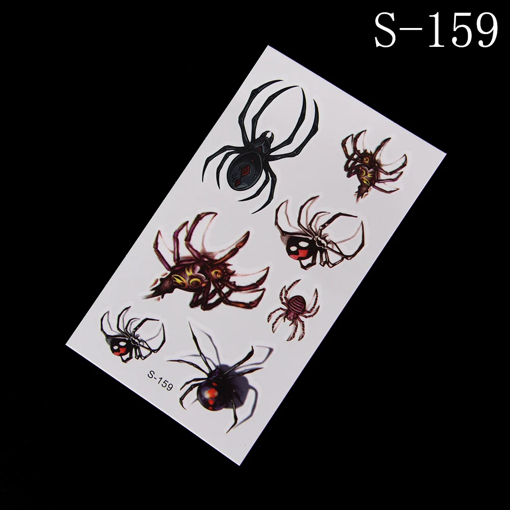 1 лист, водонепроницаемые временные тату-наклейки, вспышка, поддельные боди-арт, тату для шеи, 3d, черный паук, дизайн - Цвет: N1