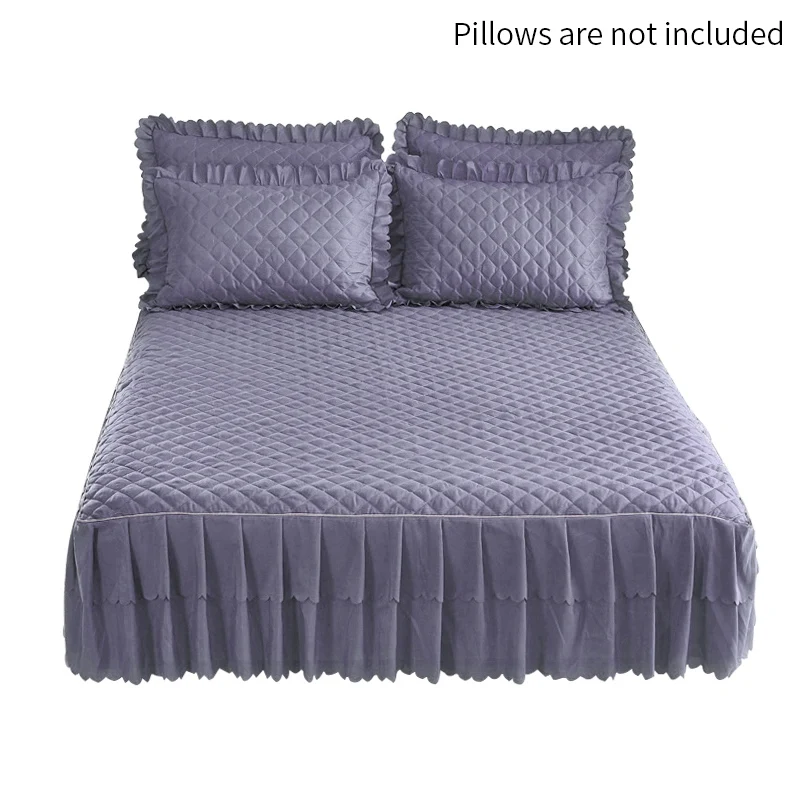 Новинка, роскошная юбка для кровати, удобная юбка для кровати, одноцветная кровать, матрас, эластичная лента, постельные принадлежности, дышащие постельные принадлежности, покрывало - Цвет: Grey