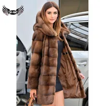  BFFUR Top Grade Mink Fur Coats For Women Winter Fashion Real Fur Coat Full Pelt Mink Jackets Natural Woman Overcoats With Hood 