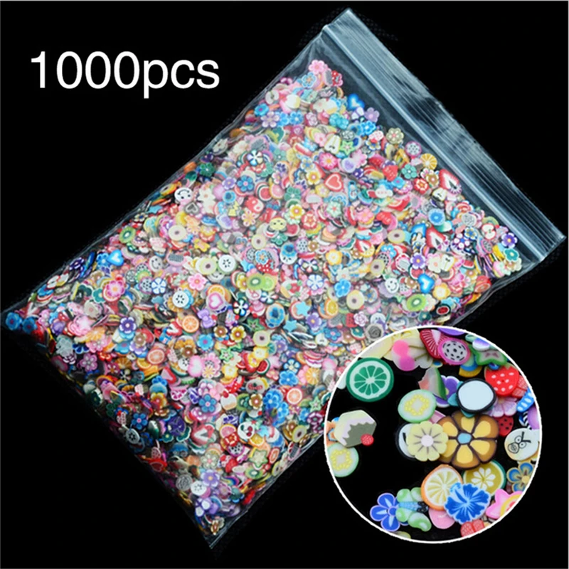 1000Pcs/Bag Nail Art Polymer Clay Canes Fruit fimo slice Set Gel Polish Tips Fashion DIY Cute Summer Watermelon Decor Decals Kit