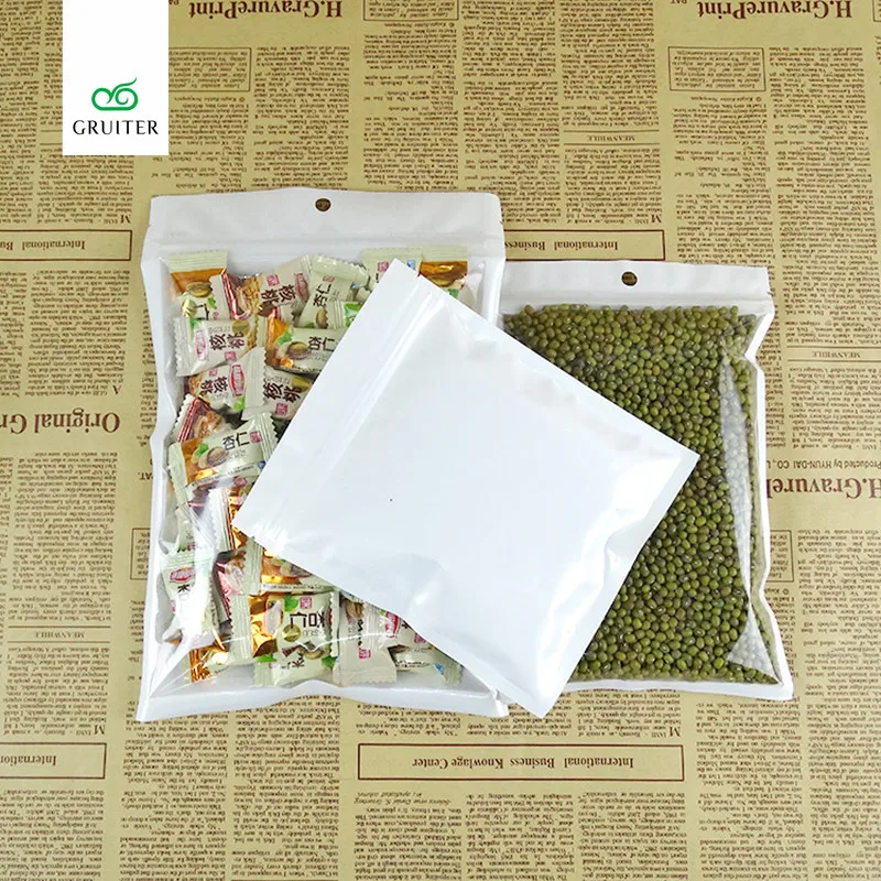 100PC Translucent Glossy Aluminium Foil Zip Lock Bags Metallic Mylar Bag Resealable Plastic