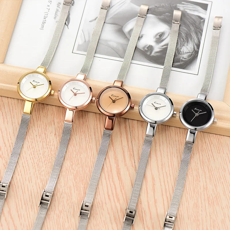 KIMIO Simple Ladies Watch Women Stainless Steel Bracelet Woven Mesh Band Quartz Woman Watch 2018 Luxury Famous Brand Casual Sale