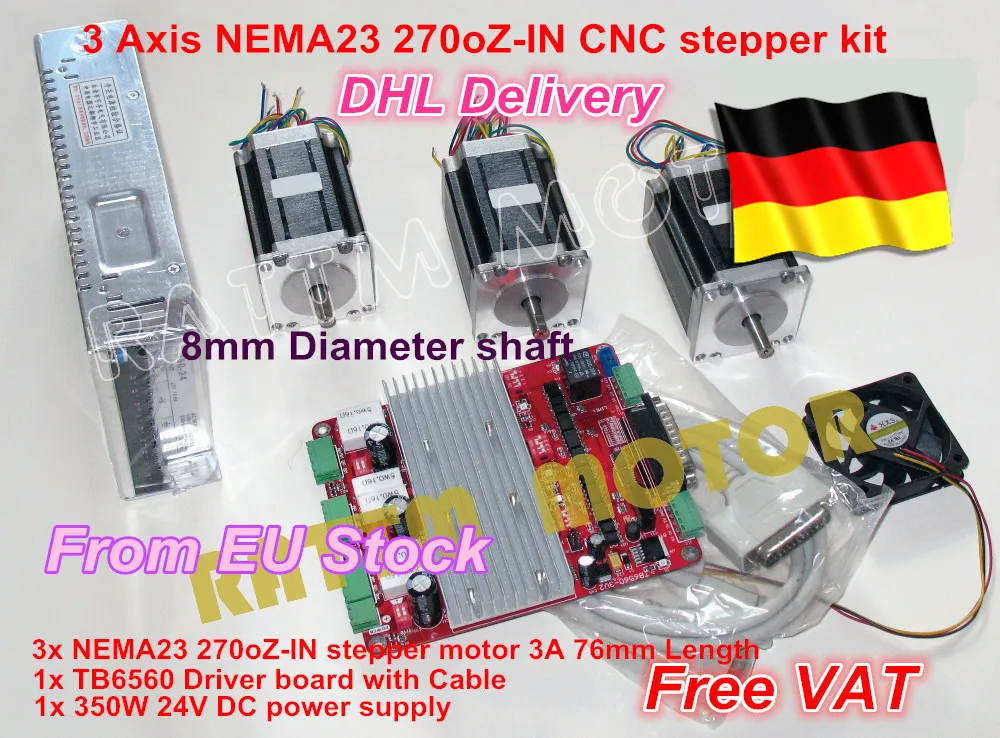 

3 axis CNC stepper kit 3 NEMA23 76MM/3.0A 270oz-in stepper motor + 3 axis CNC board 3axis CNC controller board for CNC Router