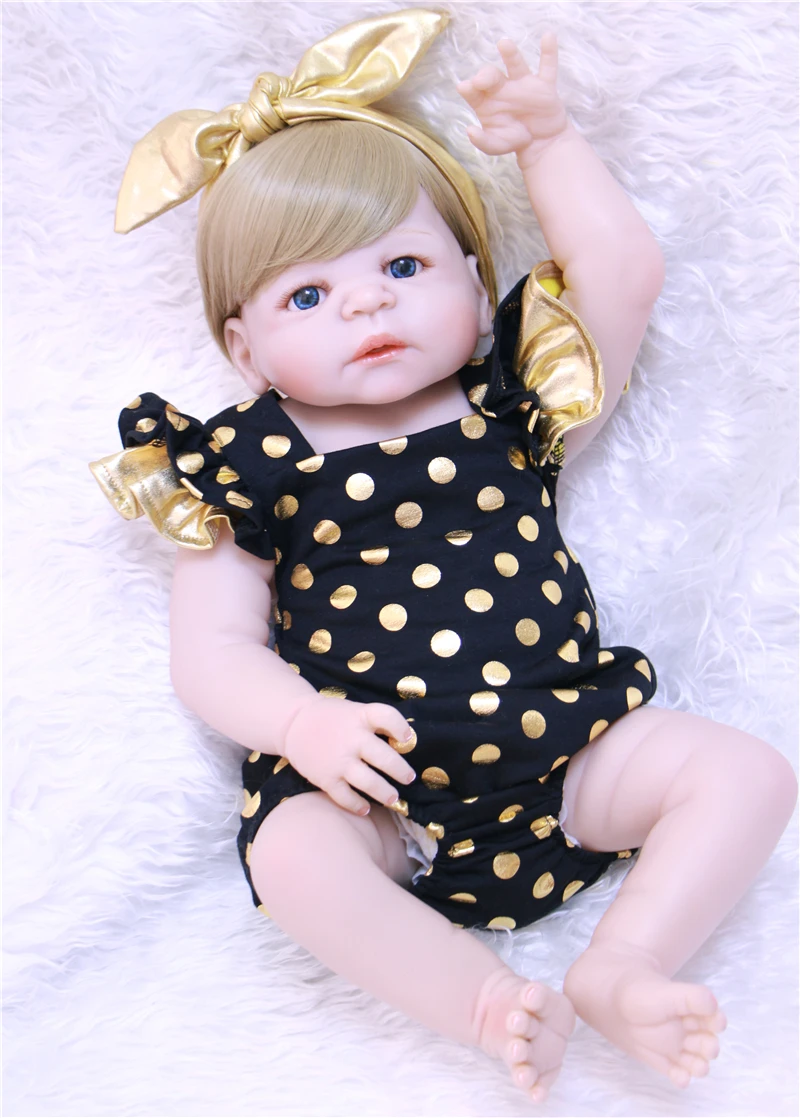 

55cm Full Silicone Body Reborn Baby Doll Toy Realistic Newborn Princess Babies Doll baby toys bebe Girl Brinquedos Bathe Toy