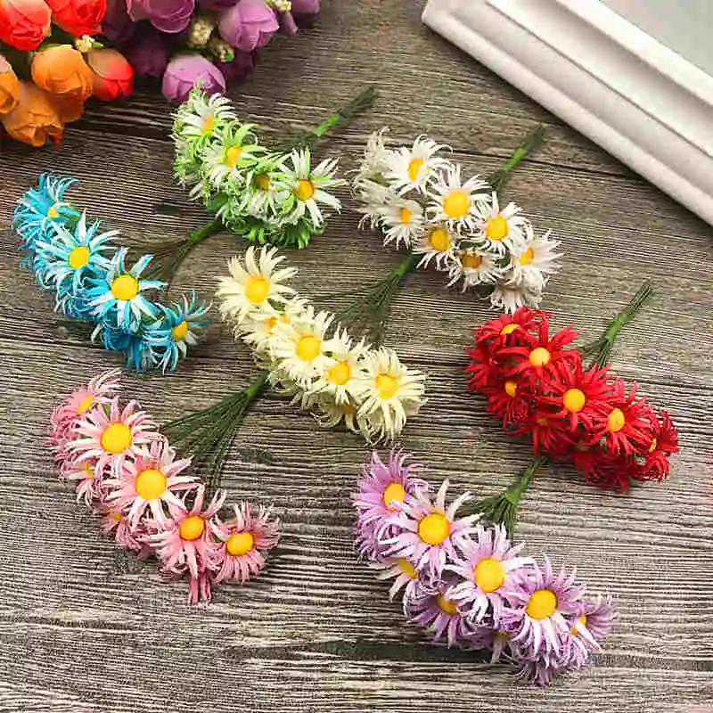 10 PCS (3 cm/a) artificial mini bouquets of flowers Daisy silk cloth