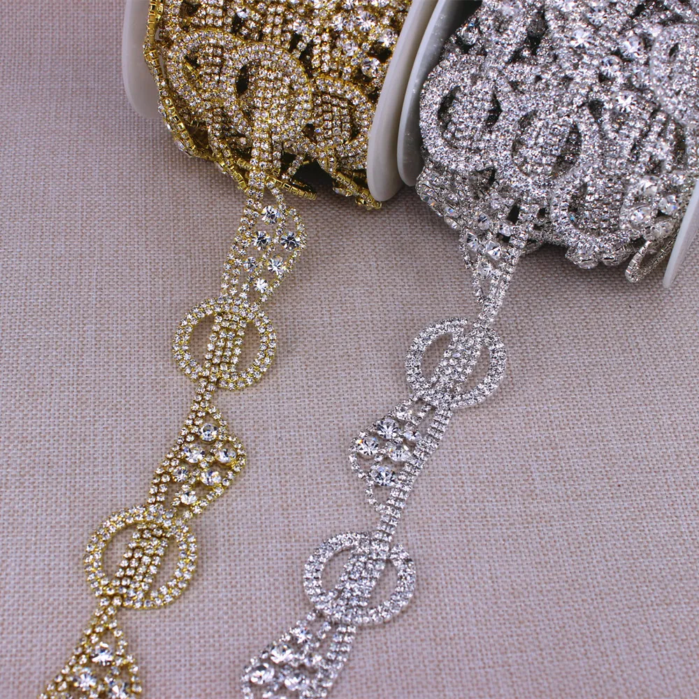

5 Yard One Roll Crystal Rhinestone Close Chain Trimming Cirlce Claw Chain Jewelry Crafts DIY JM081