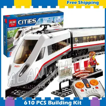 

610pcs City Motorized Remote Control High-speed Passenger Train RC 02010 Model Building Blocks Gifts sets Compatible With