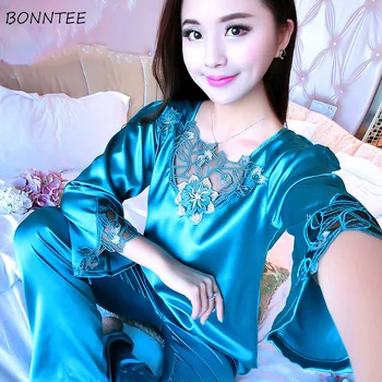 

Pajama Sets Women 2020 New Elegant Temperament Trendy Slim Womens Pajamas Long Sleeve Leisure Square Collar Females Sleepwear