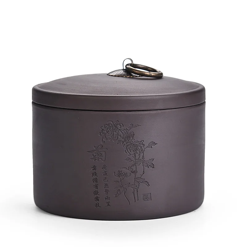 Chrysanthemum Black Высокое качество, сахарница, фиолетовая глина, чайная банка, банки для конфет, кухонная коробка для хранения специй, Растительные узоры, мини бутылка, кофейная банка, Классическая - Цвет: Chrysanthemum Black