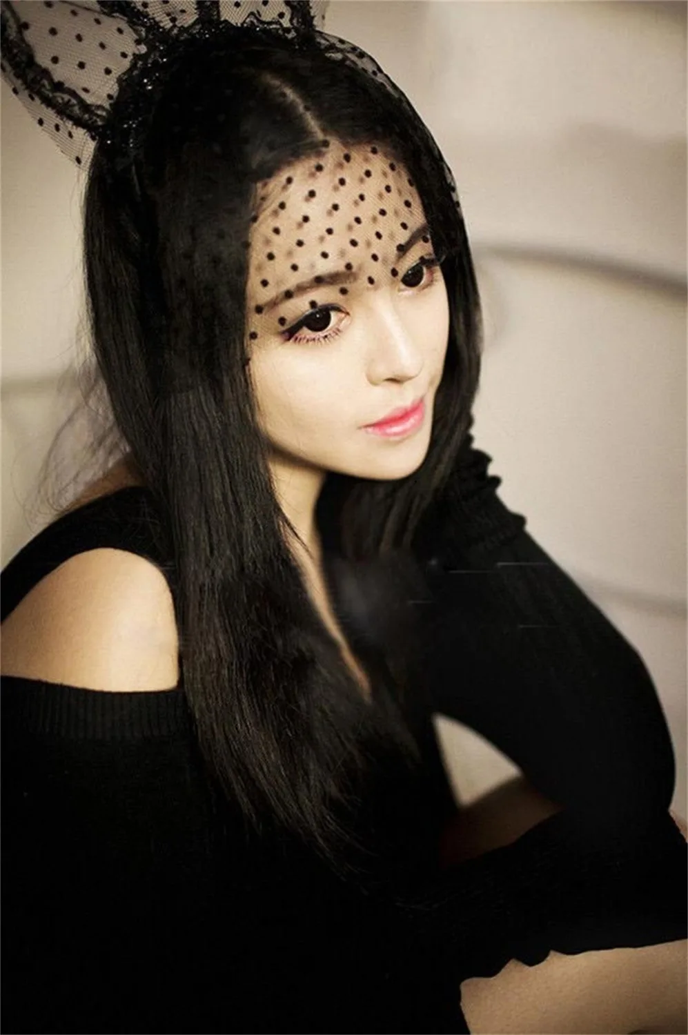 fashion women girl hair bands lace cute cat ears veil black eye mask halloween party headwear - Black Eye Mask Halloween fashion women girl hair bands lace cute cat ears veil black eye mask halloween party headwear - Black Eye Mask Halloween