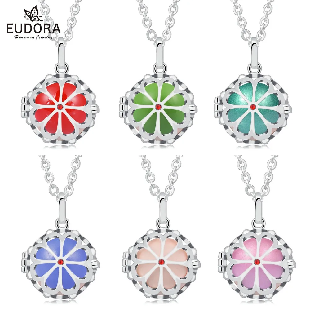 

EUDORA 20 mm Lemon Hollow Cage Ball Locket Pendant Pregnancy Ball Pendant Necklaces Harmony Bola Maternity DIY jewelry H028