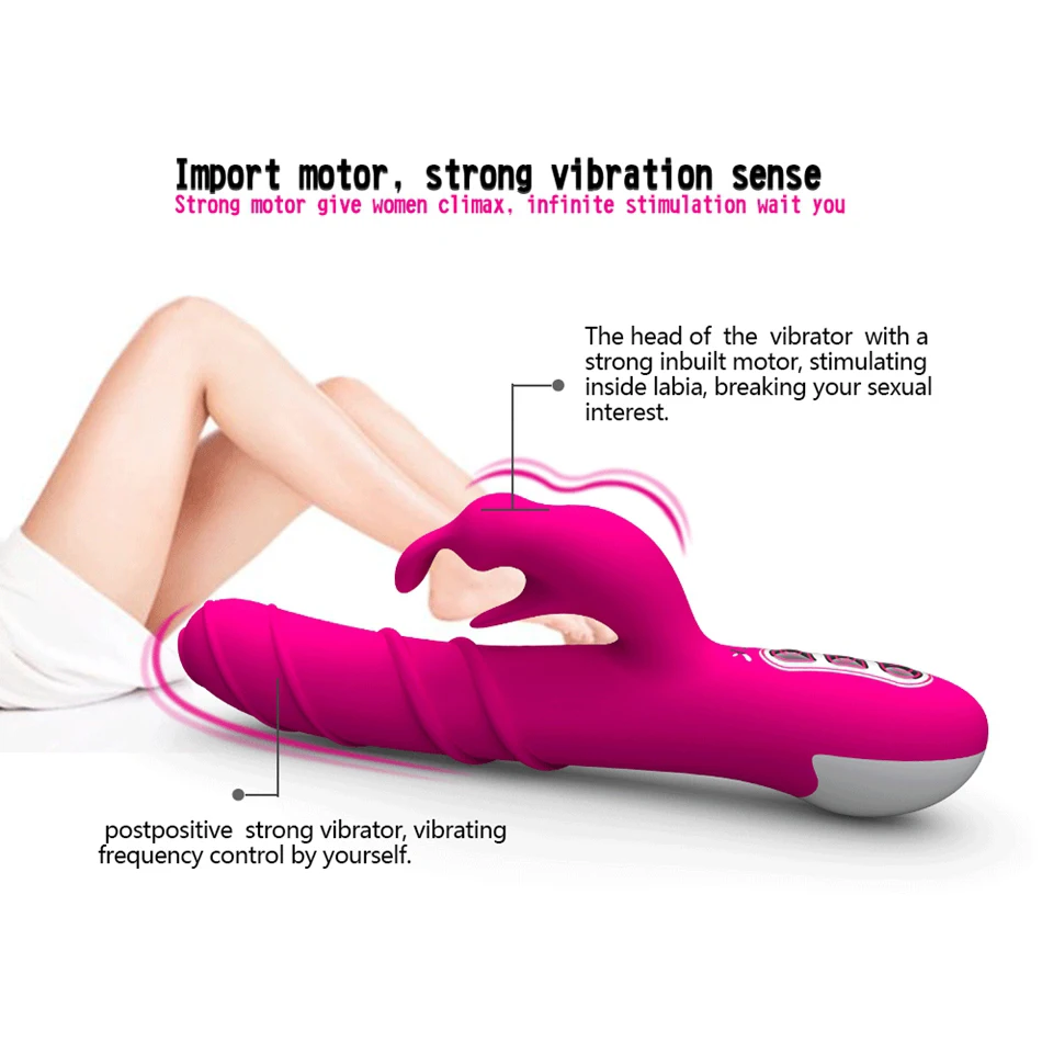 Rabbit Dildo Vibrator Dual Motor 7 Vibration 360 Degree Rotating Clitoris G Spot Vagina Stimulate V