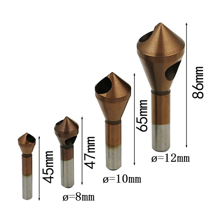 QSTEXPRESS HSS CO M35 Countersink Deburring Drill Bit Metal Taper Stainless Steel Hole Saw Cutter Chamfering Power Drill Tool