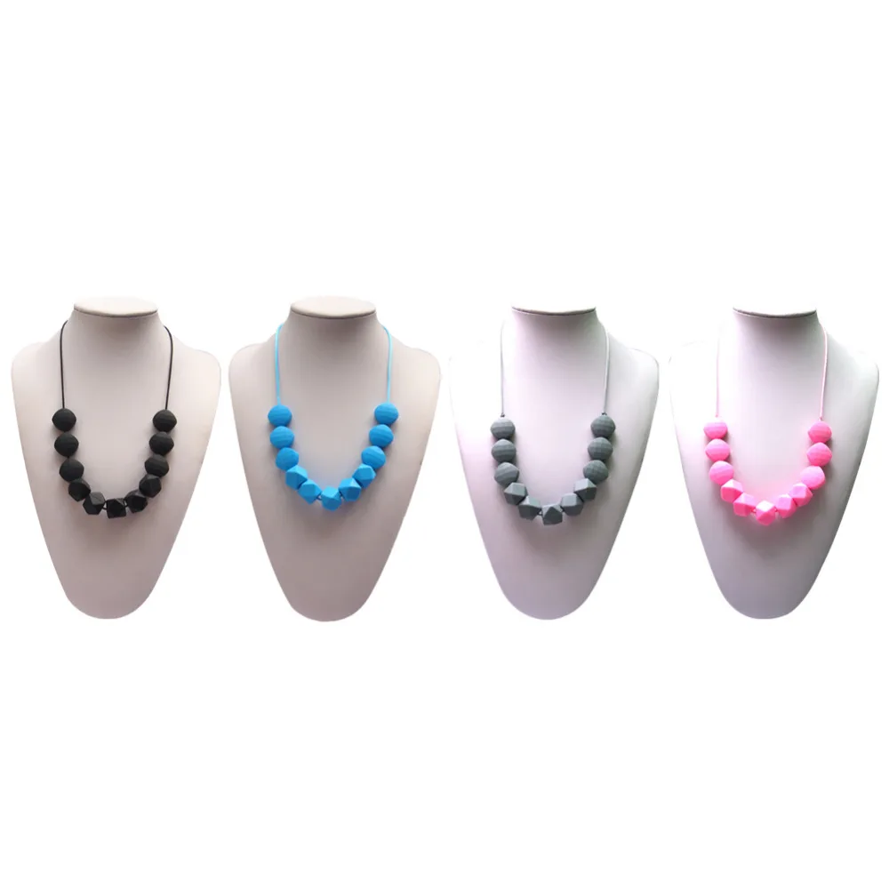 

Baby Teething Necklace Chewable Teether Necklaces with Beads Mom Nursing Infant Collar Lactante FDA Approved Silicone Teether