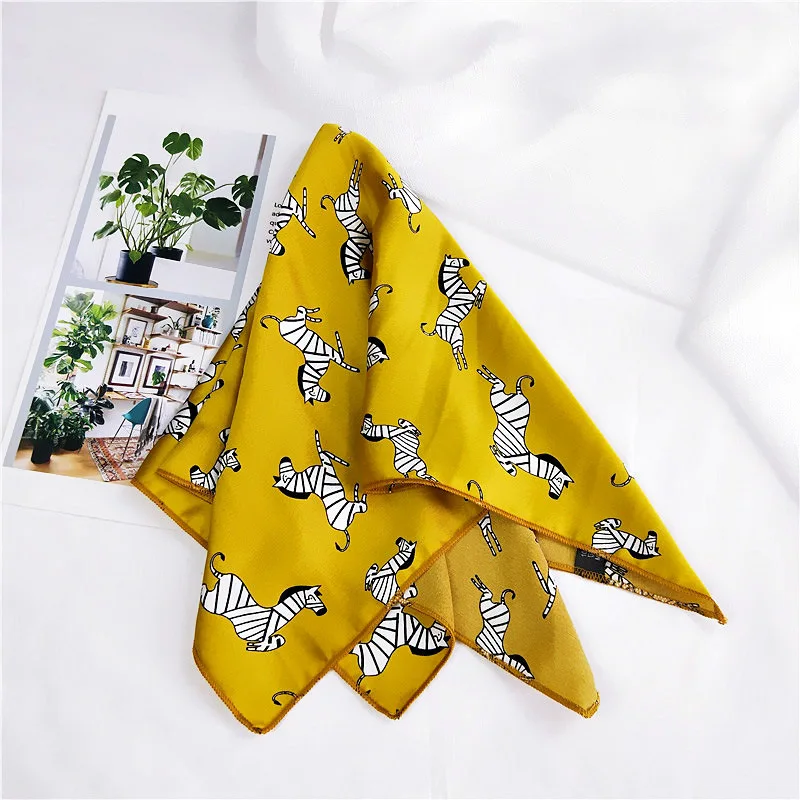 50X50CM Fashion Women Square Scarf All-match Wraps Elegant Floral Dot Spring Summer Head Neck Hair Tie Band Neckerchief