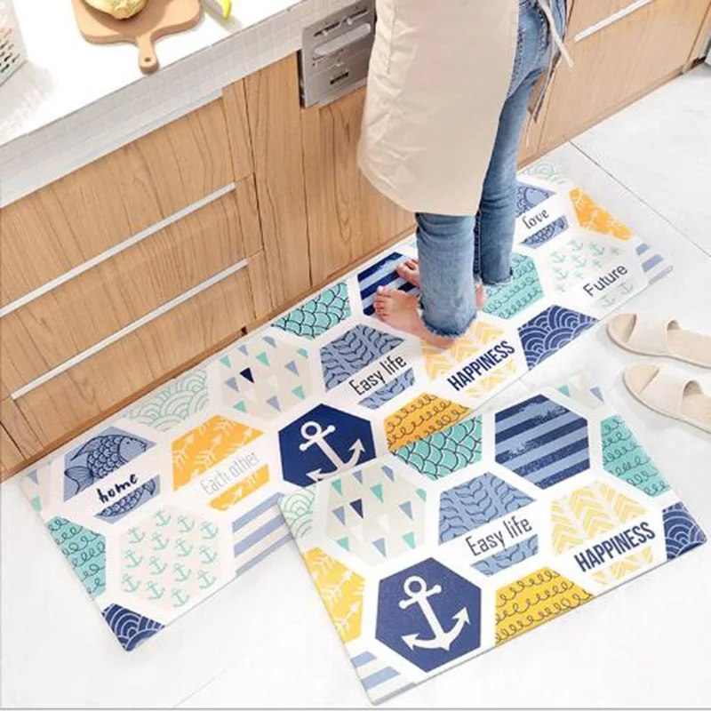Kitchen Rug Mat Oil Proof Floor Mat and Easy to Clean Standing Anti Fatigue Comfort Flooring Door Mat with Non-Slip Rubber Back