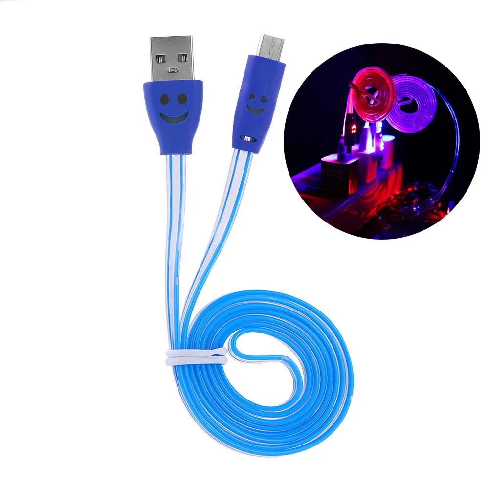 usb-кабель для зарядного устройства, кабель для зарядки, шнур для передачи данных, светодиодный, светящийся, для синхронизации, оборудование для Android, адаптер для мобильного телефона, светодиодный свет