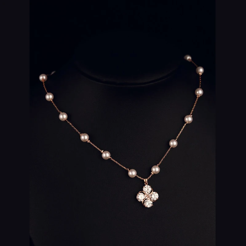 AAA Cubic zircon flower necklace pendant ABS pearl jewelry CNANIYA brand gorgeous choker necklaces gioielli sautoir les nereides