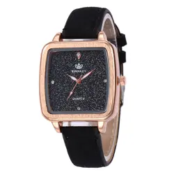 2019 новый модный бренд для женщин часы Звездное стикер для ногтей золотые кожаные женские наручные часы повседневные платья кварцевые