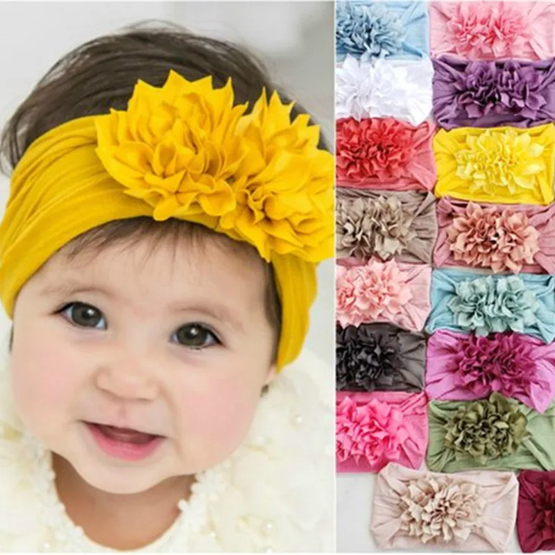 

Flower Nylon baby Headband,One size fits all nylon headbands, wide nylon headbands,floral Nylon baby Head wrap turban Hair wear