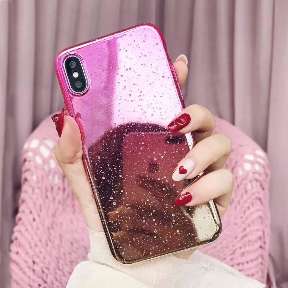 

Phone Case For iphone 7 8 6S 6 Plus Ten Waterdrop Gradient Mirror For iphone X Case For iphone 8 7 6S Plus