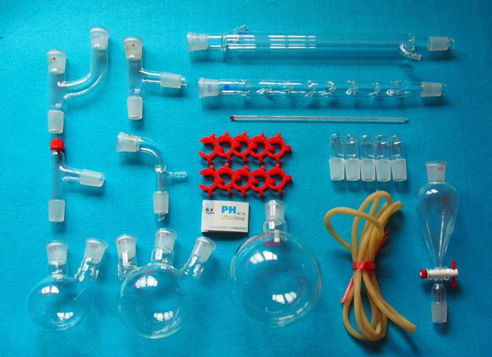 New Advanced Chemistry Lab Glassware Kit With 24/29 Glass Ground Joint
