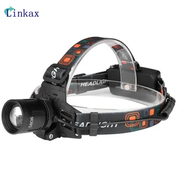 

90 Degree T6 LED White Headlamp Adjustable Focus 3 Light Modes Waterproof Headlight Used 2*18650 Battery For Camping, hunting