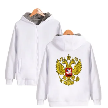 

Russia Is Our Power Hoodies With Zipper Men Women Brand Clothing Double-headed Eagle Russia Style Thick Warm Hooded Sweatshirts