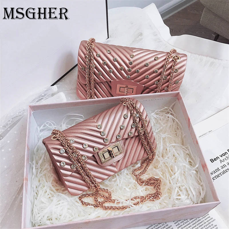 

MSGHER Luxury Diamonds Handbags Women Bags Designer Chain Bag Women Messenger Bags Vintage Small Crossbody Bags For Women
