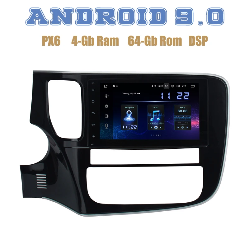 Автомагнитола для Mitsubishi outlander 2013 2018 PX6 Android 9 0 GPS радио плеер с DSP 4 + 64 ГБ Wi Fi 4g