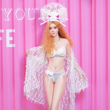 

Jazz Dance Costume Bar Ds Costume Sexy Bikini Jacket Suit Nightclub Dj Female Singer Stage Performance Dancing Clothes DWY1570