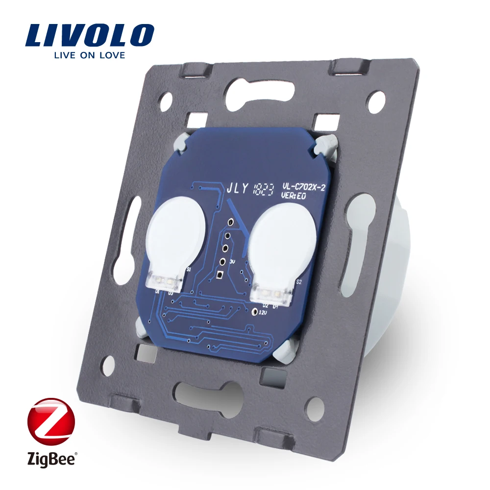 LIVOLO ЕС стандарт, AC 220~ 250 В основание настенного света ZigBee сенсорный выключатель, 2 банды 1Way умный переключатель, VL-C702Z