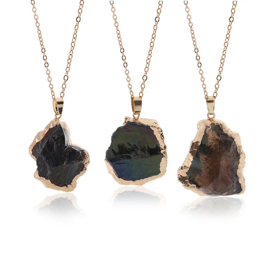 

1PC Female Fashion Irregular Stone Crystal Necklace Quartz Chakra Healing Natural Stone Pendant Necklace Jewelry Wholesale