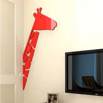 

4 colors Creative Deer 3D stereoscopic acrylic wall stickers kids rooms wall sticker bedroom living room TV sofa Home decor