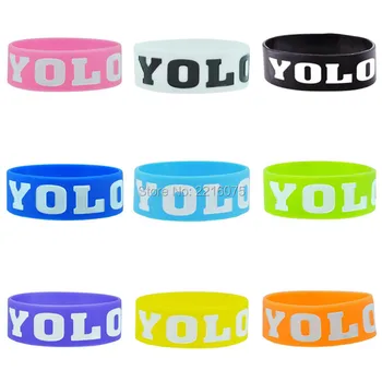 

300pcs One inch 9 color debossed YOLO Inspirational wristband silicone bracelets free shipping by DHL express