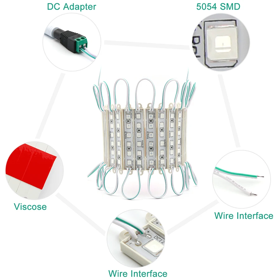 Суперяркий SMD 5054 светодиодный модуль 6 светодиодный s DC12V водонепроницаемый магазин оконные светильники Светодиодный модуль рекламы свет