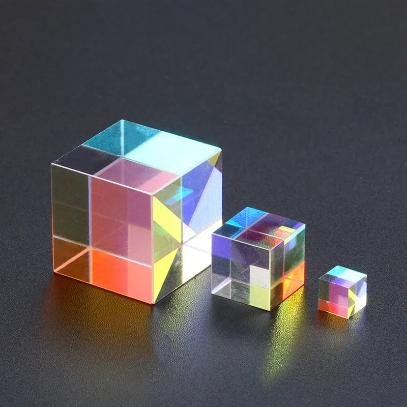 Optical Glass Cube Defective Cross Dichroic Prism Mirror Combiner Splitter Decor  10x10mm 18x18mm 5x5mm Transparent Module Toy