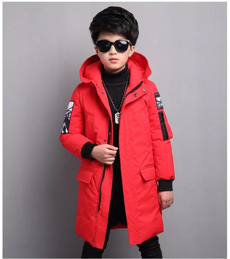 

Boys Winter Coat 2018 Fur Hooded Kids Down Jackets Big Boys Parka age 5-14 years Thicken Warmly Winter Children Outfit