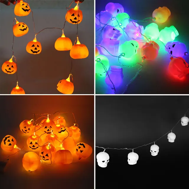led pumpkin lights string lighting chains lanterns halloween decoration plastic