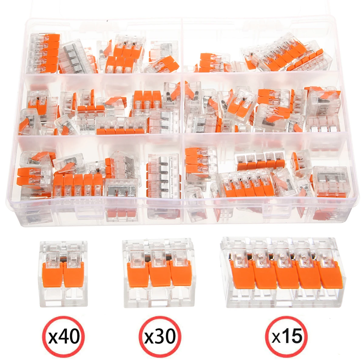 

85pcs Terminal Block Flexible Operating Lever Home Compact Splicing Connector Wire 2 3 5 Way Electric Cable Clamp Nut