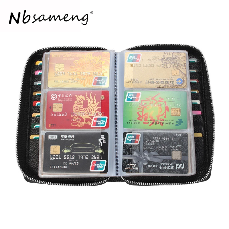 

NBSAMENG Genuine Leather Men Vintage Business ID Card Credit Card Holder Case Slot Organizer Men's Card Purse Slim Wallet