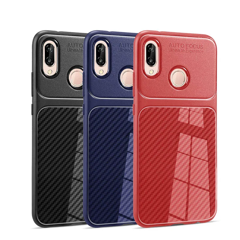 

Business Carbon fiber Case for huawei Honor 8X 7X 6X 7C 7A 10 9i 8 9 Lite Soft Silicone Cover for huawei P SMART 2019 phone case