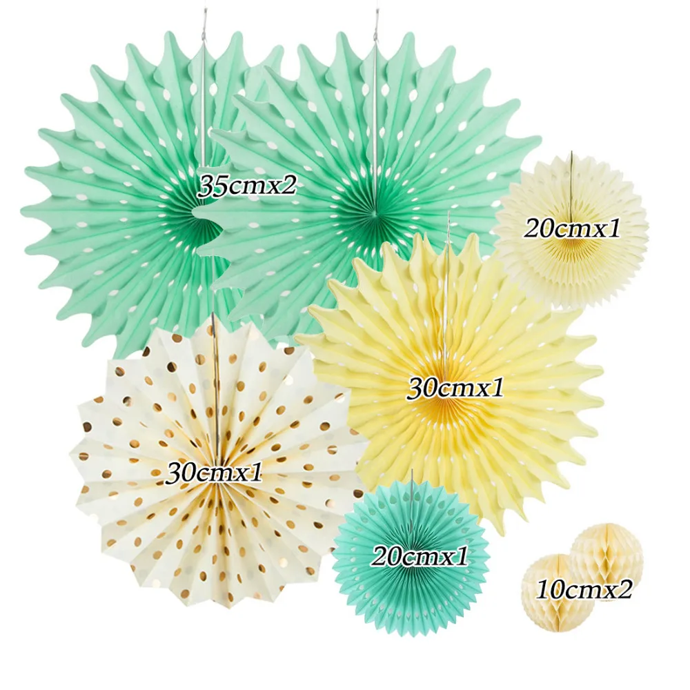 Мятный кремовый бумажный набор украшений, папиросная бумага FansStar, фонарики для девочек на день рождения, вечеринки, детский Декор
